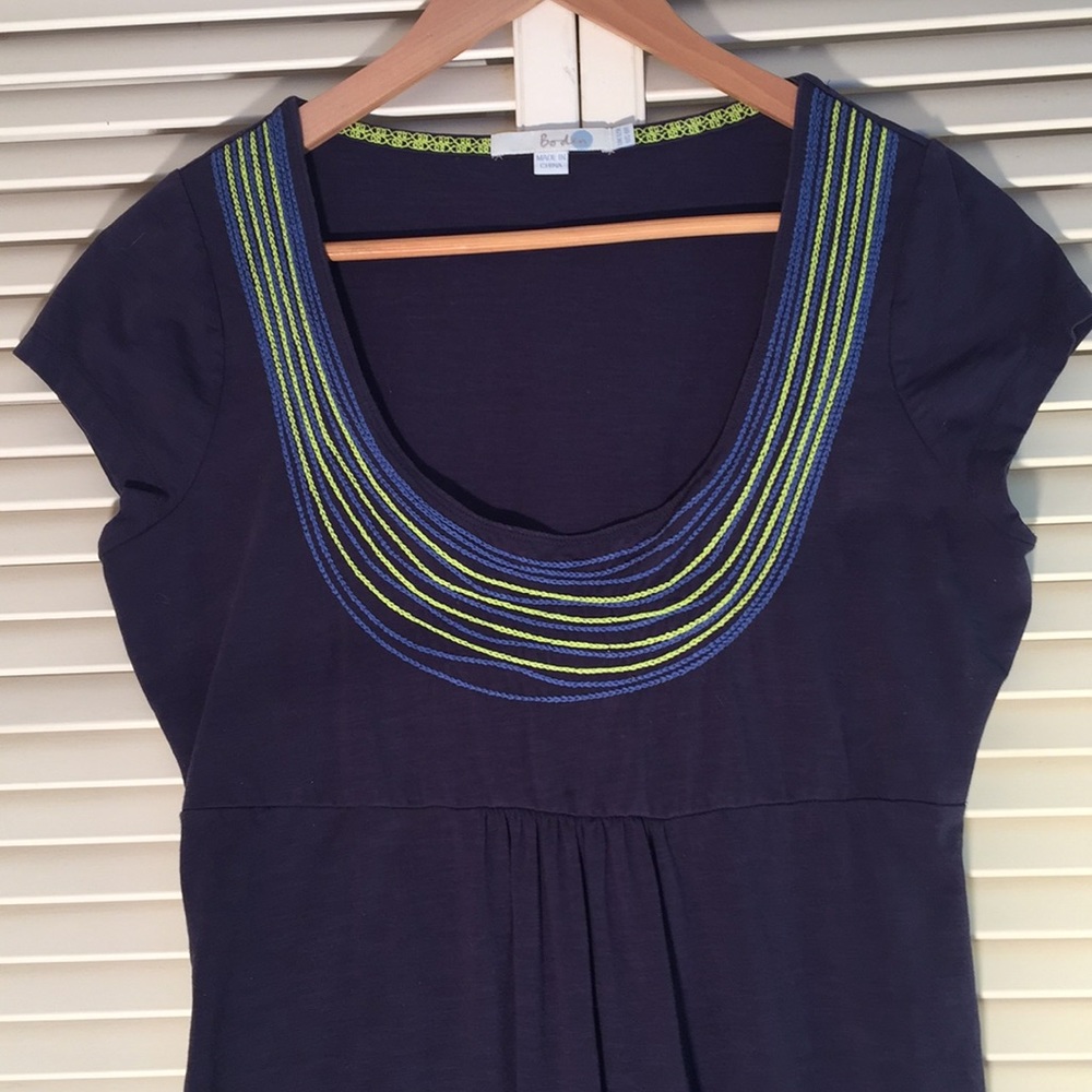 Boden blue embroidered sleeveless dress